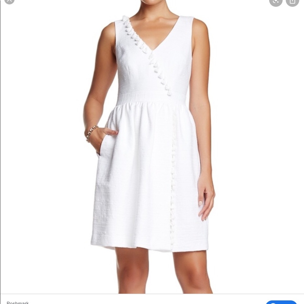 Trina Turk Alessia V-neck, tassel trim dress